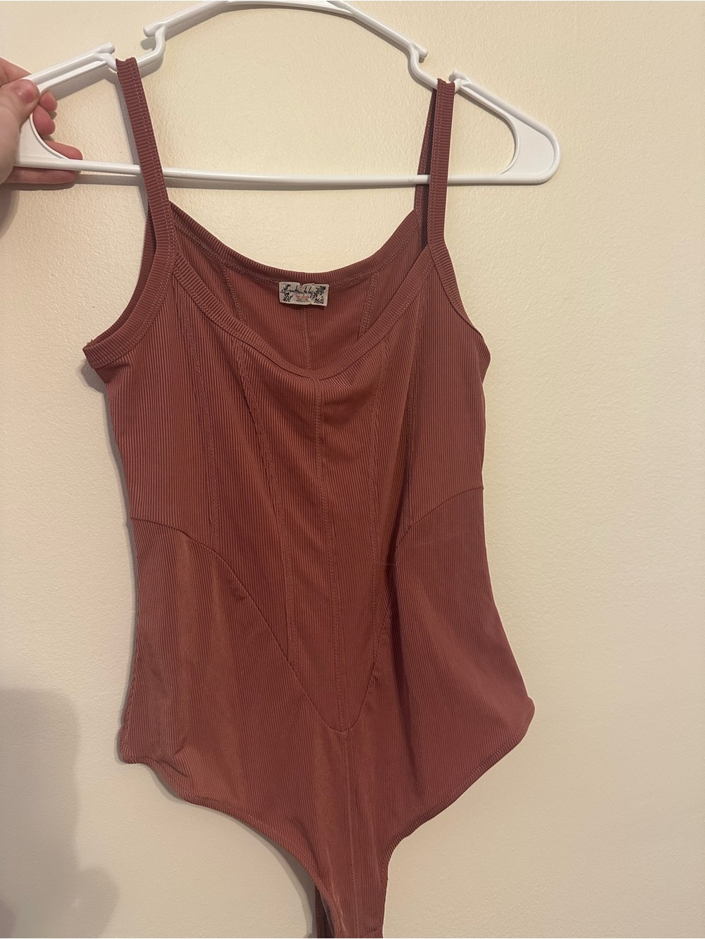Intimately Free People Ribbed Mauve Scoop Neck Bodysuit Tank - Women NWOT